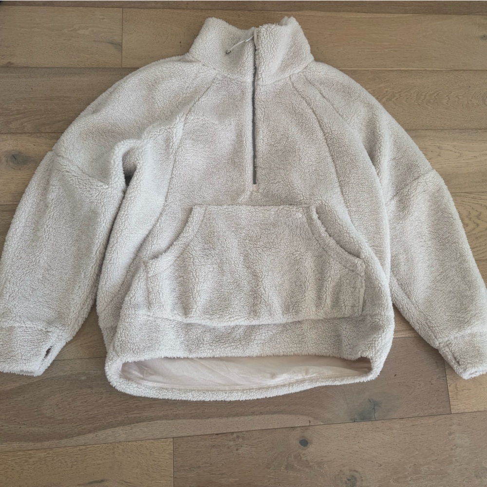 Lululemon womens Scuba Oversized sweatshirt Fleece sherpa funnel white opal M/L